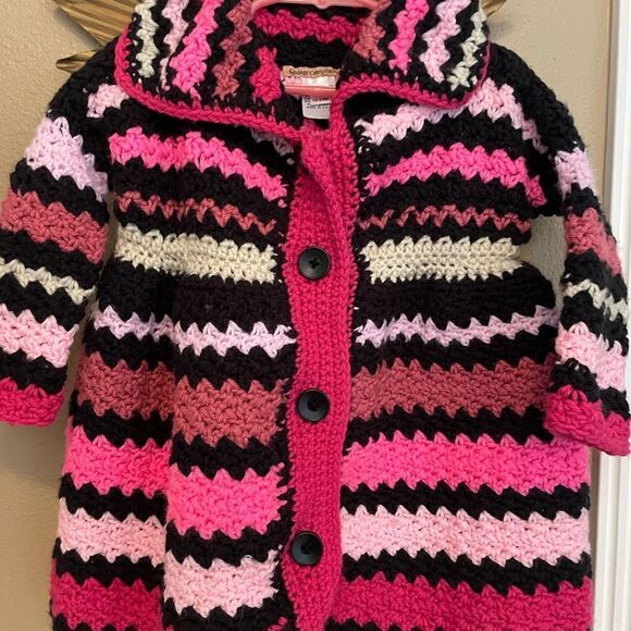 Little Girl Crochet Handmade Coat Dress 18-24 Months - Picture 2 of 16